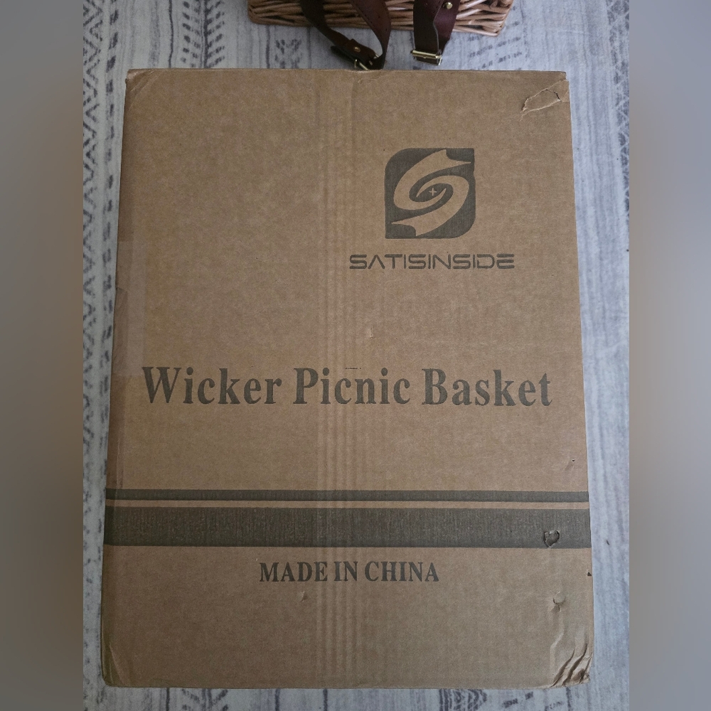 Multifunctional Wicker Picnic Basket Set for 2 with Blanket & Picnic Table - Picture 10 of 11